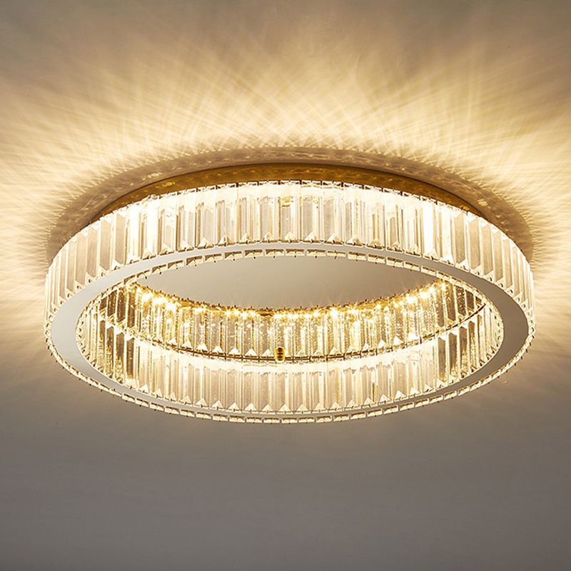 Kristy Modern Art Deco Round Crystal Flush-Mount Ceiling Light in Gold