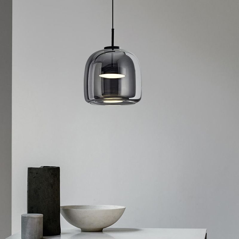 June Minimalist Pendant Light in Smoke Gray Glass