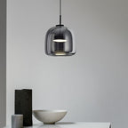 June Minimalist Pendant Light in Smoke Gray Glass