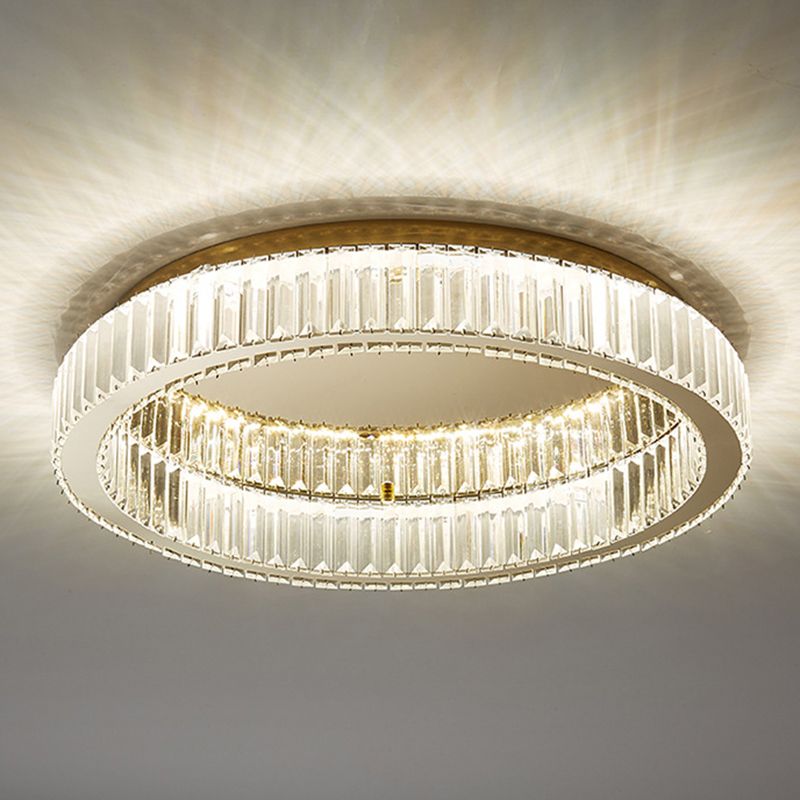 Kristy Modern Art Deco Round Crystal Flush-Mount Ceiling Light in Gold