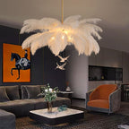 O'Moore Elegant Contemporary Ostrich Feather Chandelier - White