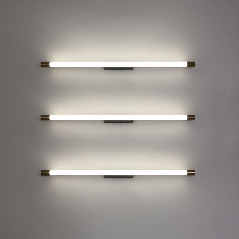 Arisha Modern Gold Mirror Front Vanity Wall Lamp, Metal/