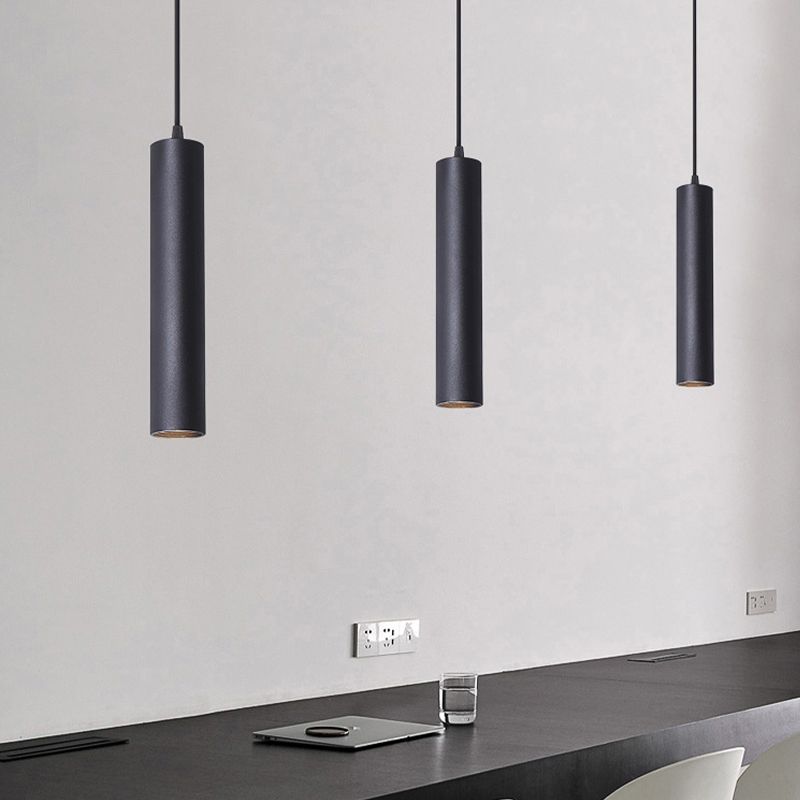 Yore Modern Cylinder Shape Linear Pendant Light Black Metal