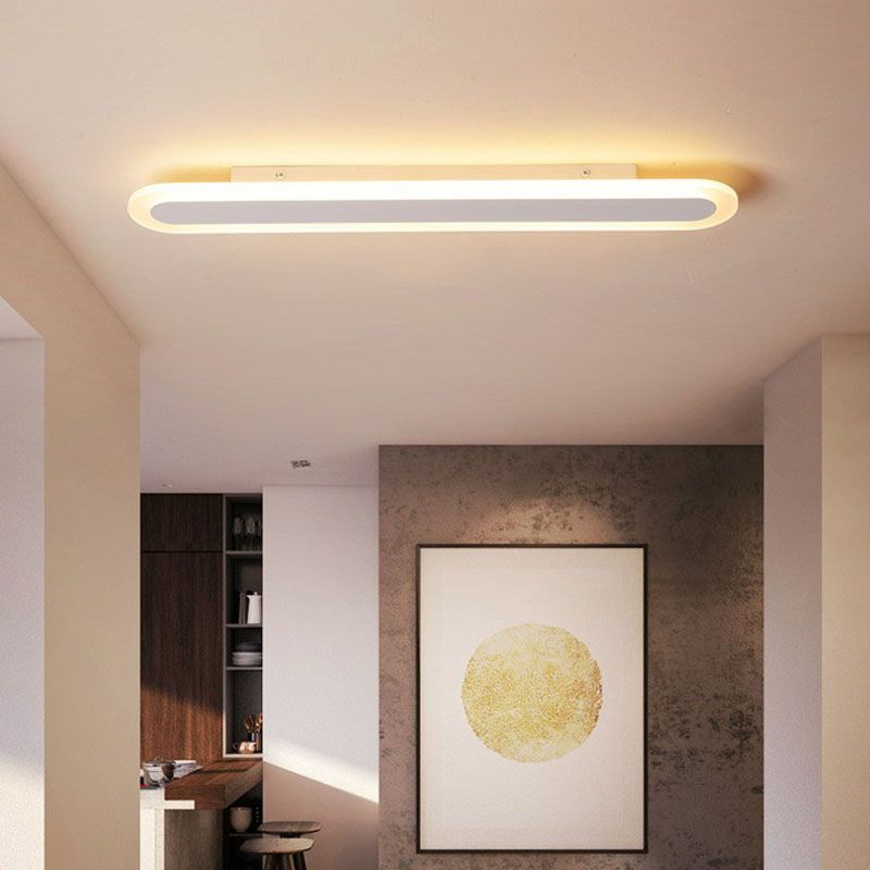 Arisha Minimalist Oval Linear Flush-Mount Ceiling Light in White or Coffee