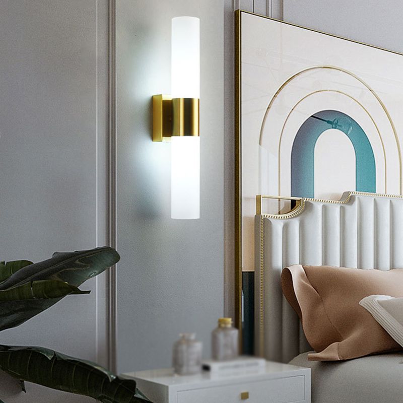 Arisha Modern Two-Light Metal & Glass Vanity Wall Sconce, Black and Gold Finish