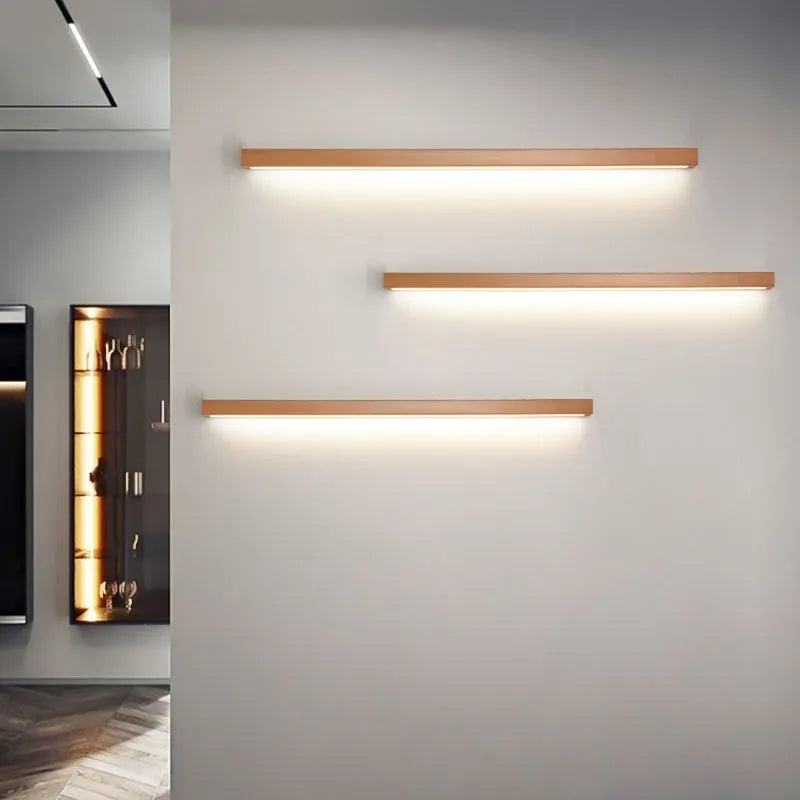 Muto Linear Vanity Wall Lamp with Wooden Front