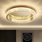Kristy Modern Art Deco Round Crystal Flush-Mount Ceiling Light in Gold