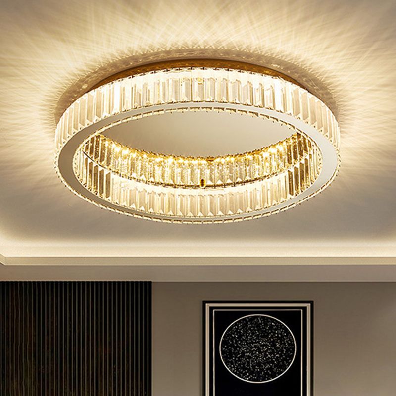 Kristy Modern Art Deco Round Crystal Flush-Mount Ceiling Light in Gold