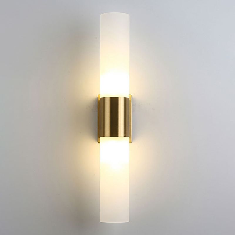 Arisha Modern Two-Light Metal & Glass Vanity Wall Sconce, Black and Gold Finish