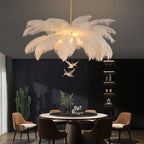 O'Moore Elegant Contemporary Ostrich Feather Chandelier - White
