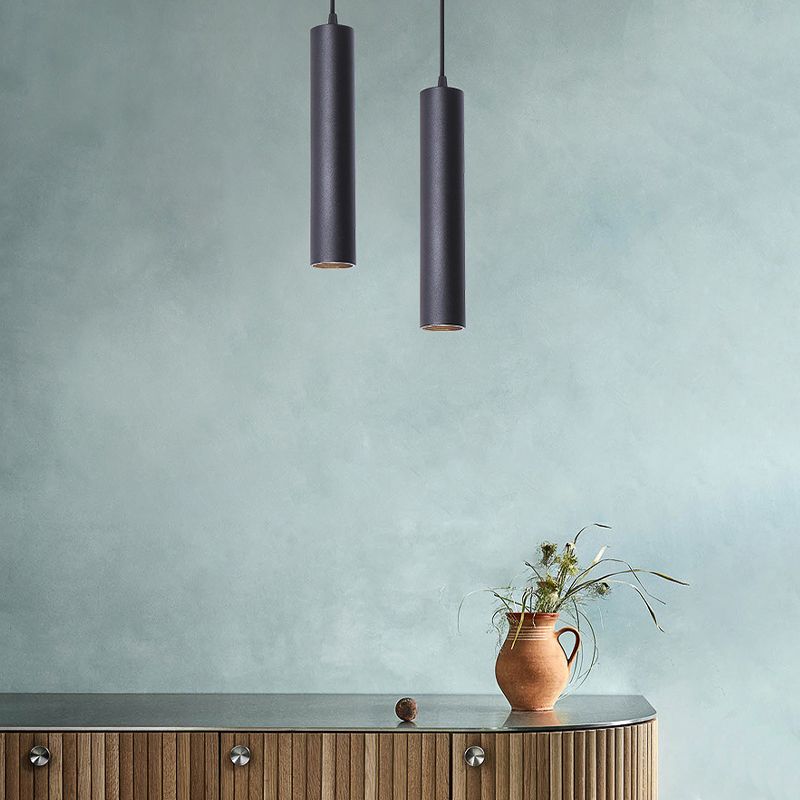 Yore Modern Cylinder Shape Linear Pendant Light Black Metal
