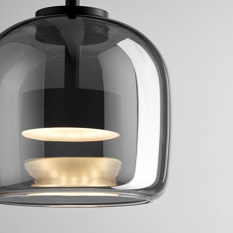 June Minimalist Pendant Light in Smoke Gray Glass