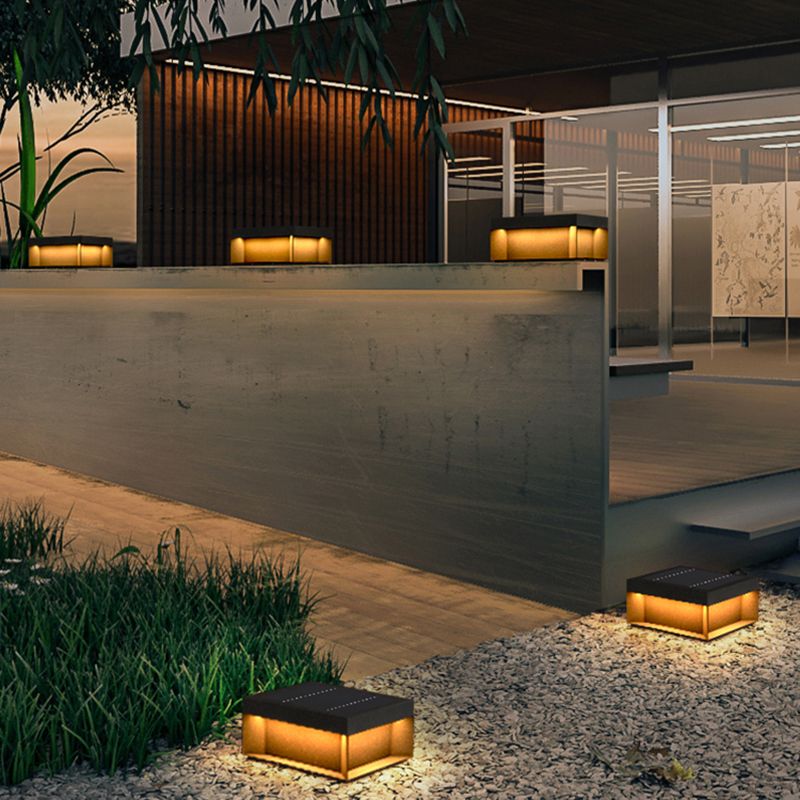 Elow Solar-Powered Modern Square Outdoor Post Lamps
