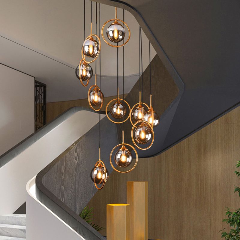 Valentina Modern Spiral Ball Glass Staircase Chandelier