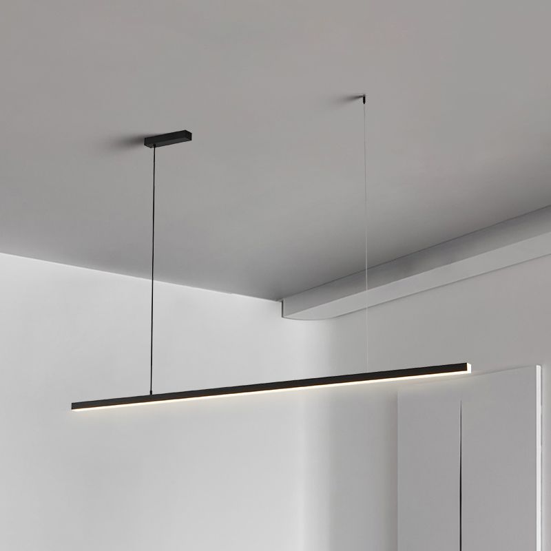 Arisha Minimalist Linear Metal Pendant Light, White or Black