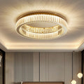 Kristy Modern Art Deco Round Crystal Flush-Mount Ceiling Light in Gold