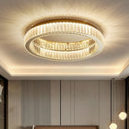 Kristy Modern Art Deco Round Crystal Flush-Mount Ceiling Light in Gold