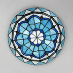 Tiffany-Style Colorful Stained Glass Flush-Mount Ceiling Light for Bedroom