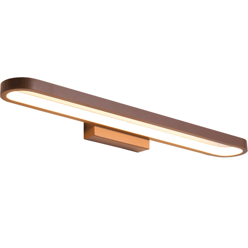 Luxa Modern Curved Metal Mirror-Front Wall Lamp, Black/Coffee Finish