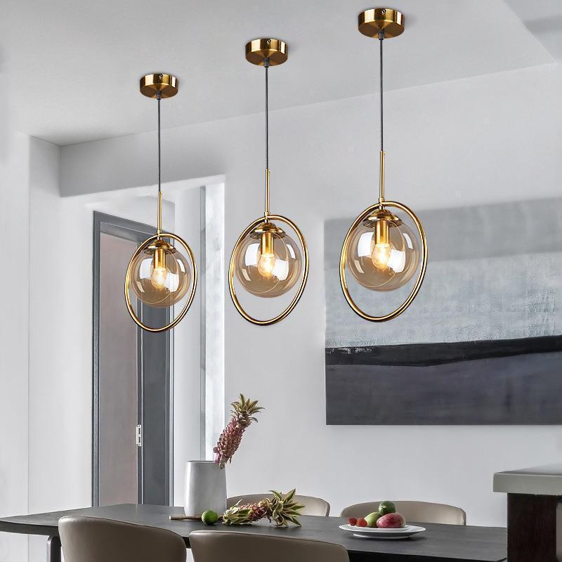 Zoey Metal-Ring Glass Pendant Light
