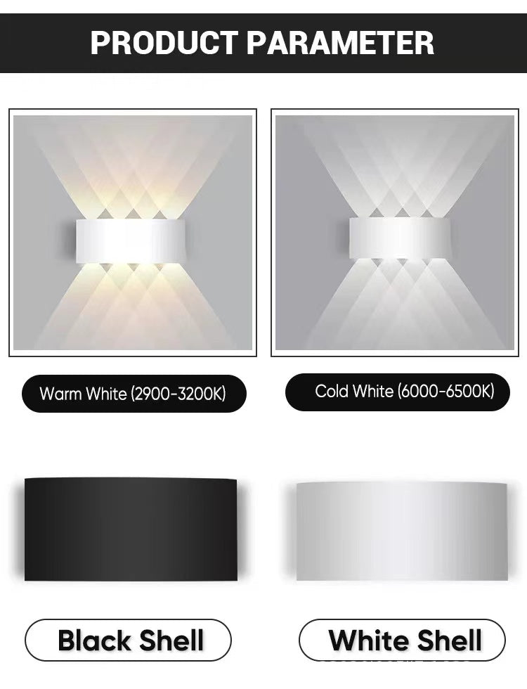 Tronix Modern Rectangular Metal Outdoor Wall Lamp, Black/White, Water-wave