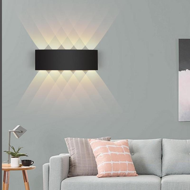 Tronix Modern Rectangular Metal Outdoor Wall Lamp, Black/White, Water-wave