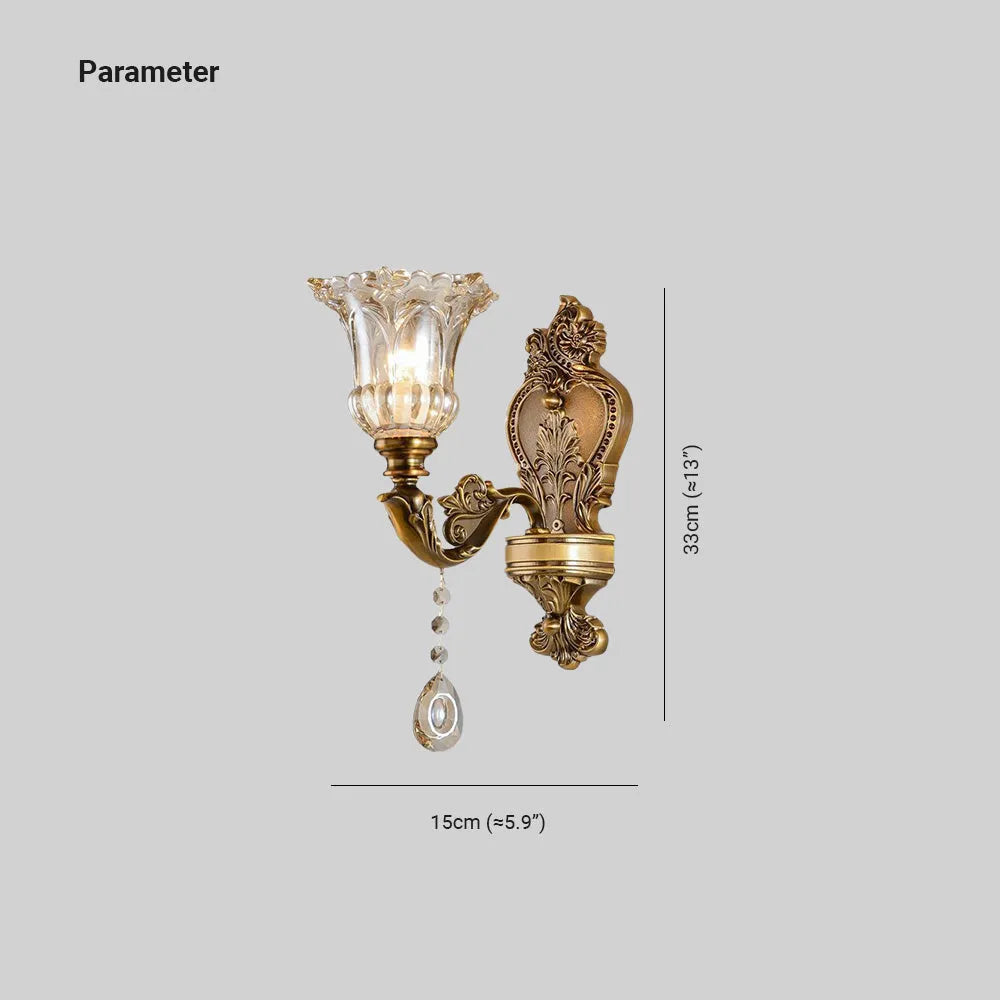 Ramiq Vintage Flor Metal/Glass Wall lamp, Gold
