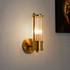 Kristy Cylindrical Gold Glass & Metal Vanity Wall Sconce