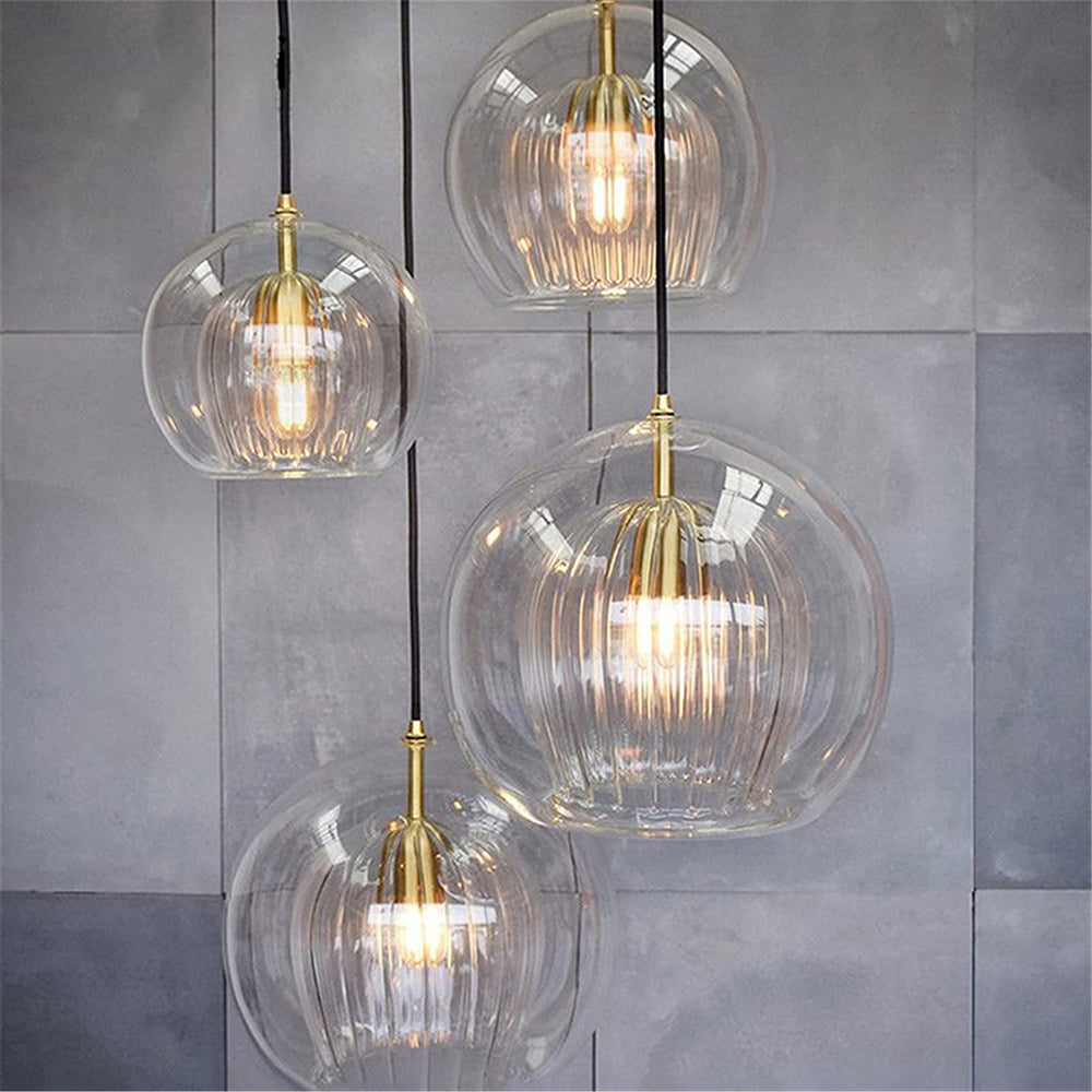June Clear & Amber Glass Globe Pendant Light