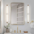Arisha Modern Gold Mirror Front Vanity Wall Lamp, Metal/