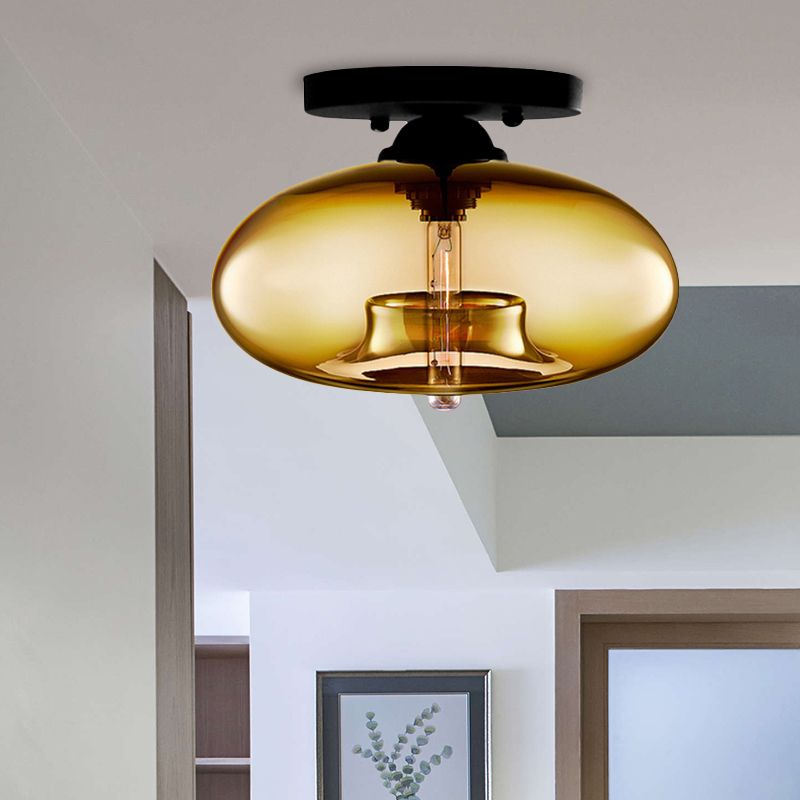 Valentina Art Deco Industrial Globe Flush-Mount Ceiling Light for Living Room