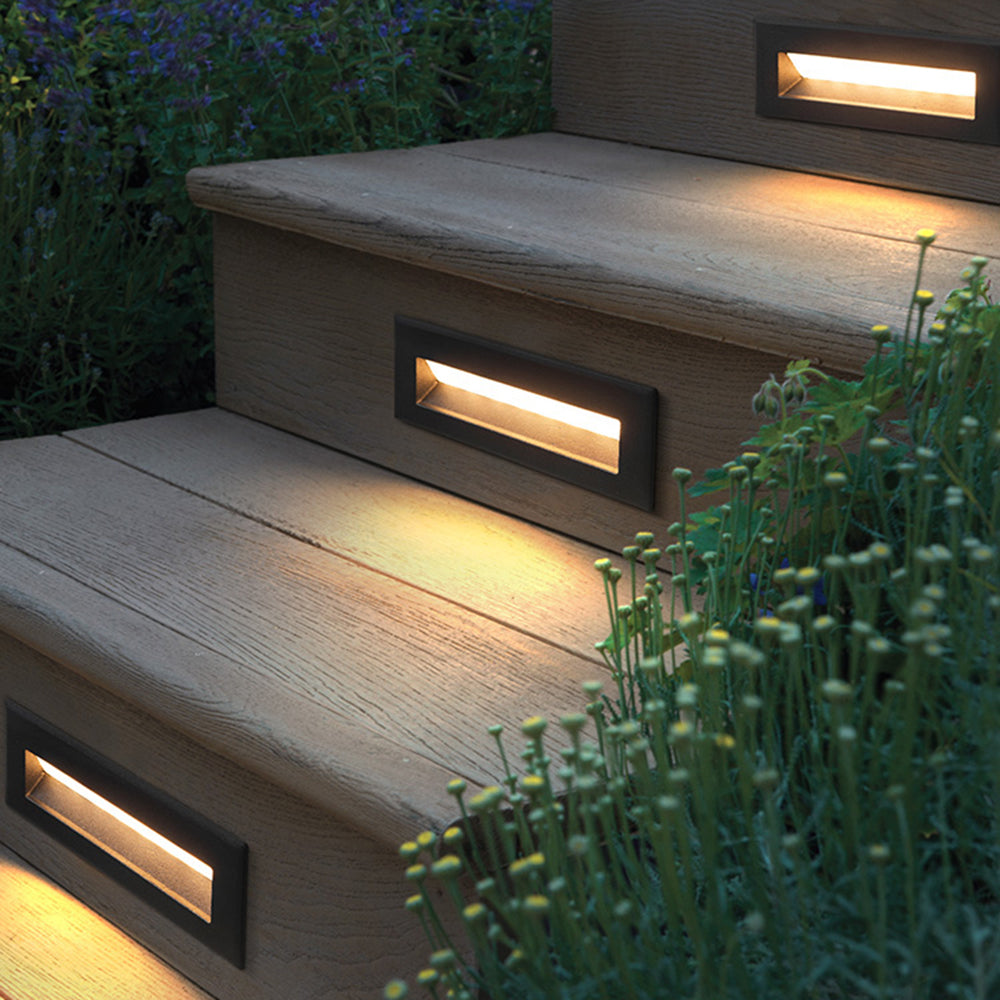 Ray Modern Rectangular Metal Outdoor Step/Deck Light - Black