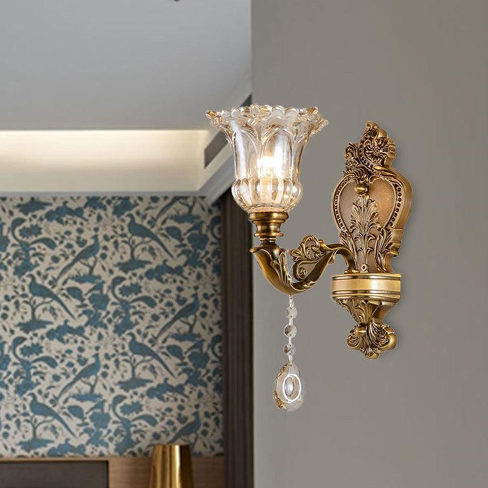 Ramiq Vintage Flor Metal/Glass Wall lamp, Gold