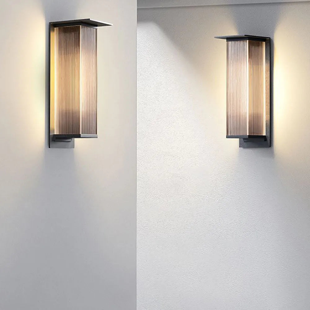 Ray Modern Black Rectangular Metal Outdoor Wall Lamp