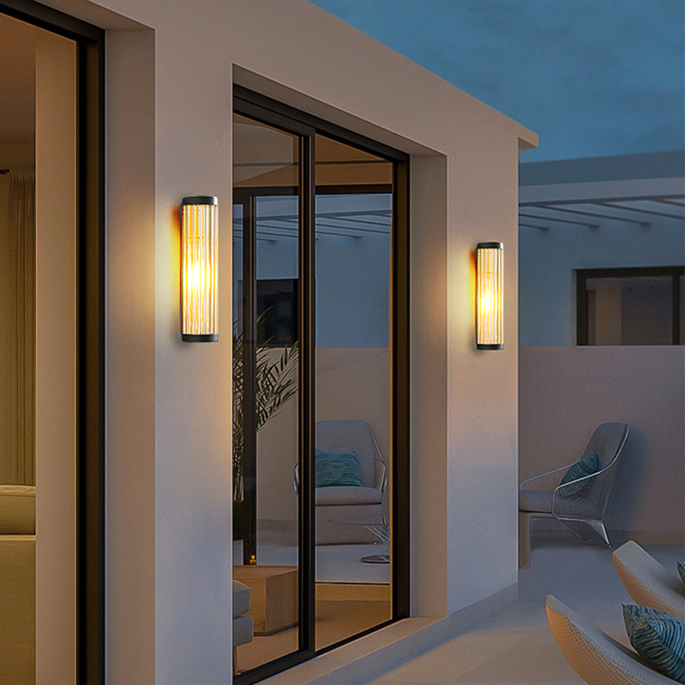 Yoru Modern Black Semi-Cylindrical Outdoor Wall Lamp, Metal & Glass
