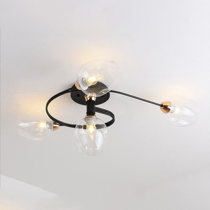 Valentina Black/Gold Glass Flush-Mount Ceiling Light for Dining Room