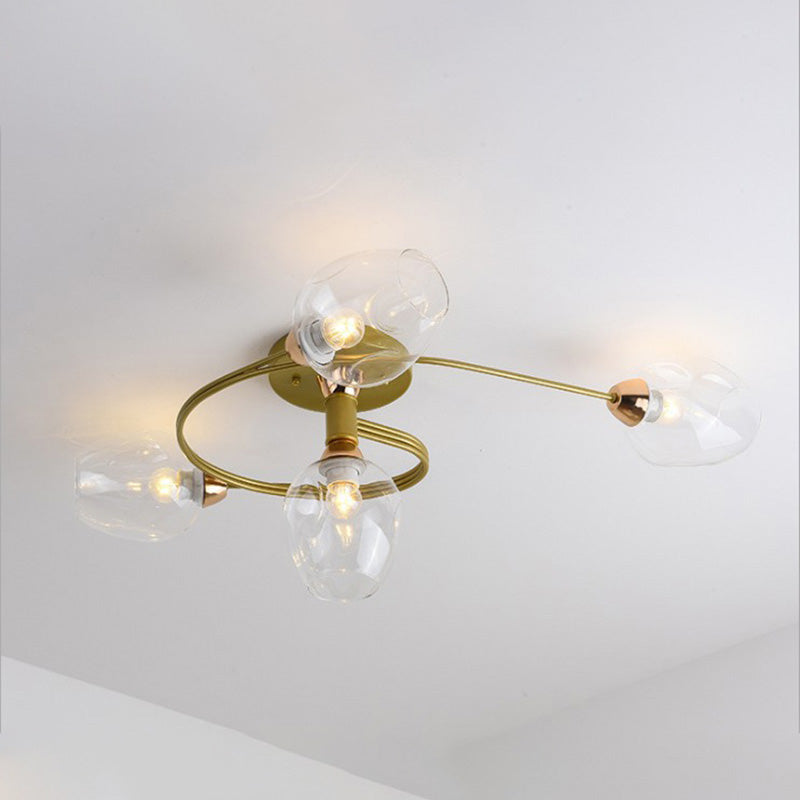 Valentina Black/Gold Glass Flush-Mount Ceiling Light for Dining Room