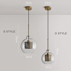 Hessa Contemporary Gold Glass Pendant Light with Globe or Cylinder Shade