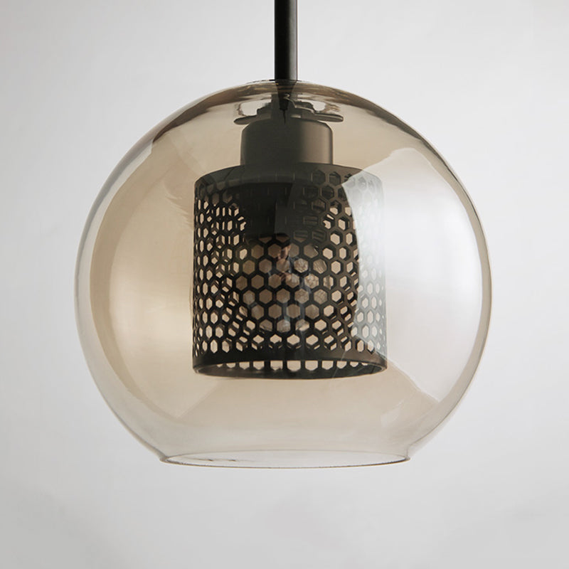 Hessa Contemporary Gold Glass Pendant Light with Globe or Cylinder Shade