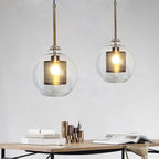 Hessa Contemporary Gold Glass Pendant Light with Globe or Cylinder Shade