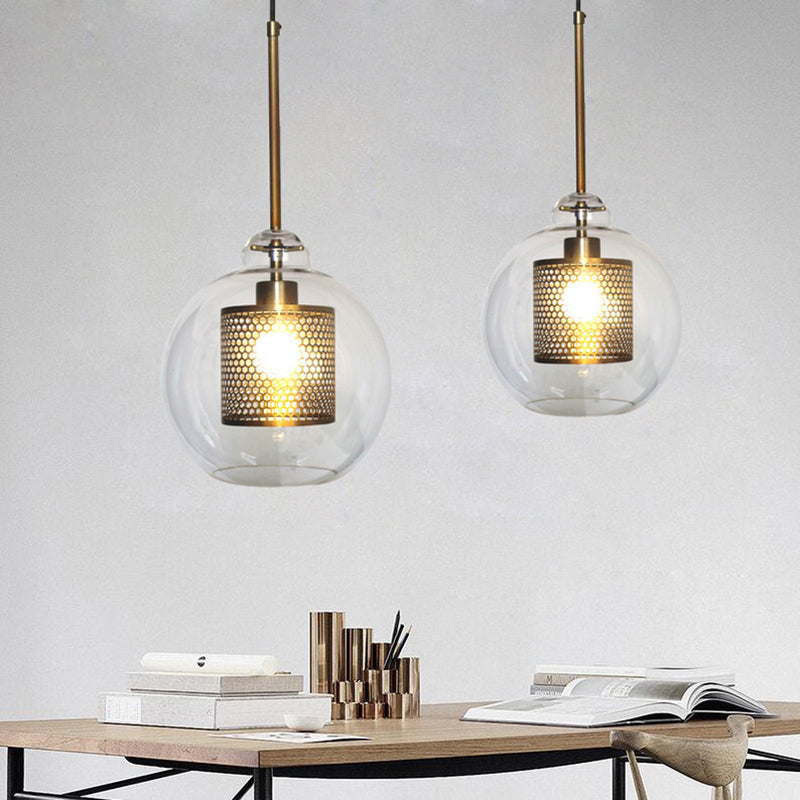 Hessa Contemporary Gold Glass Pendant Light with Globe or Cylinder Shade