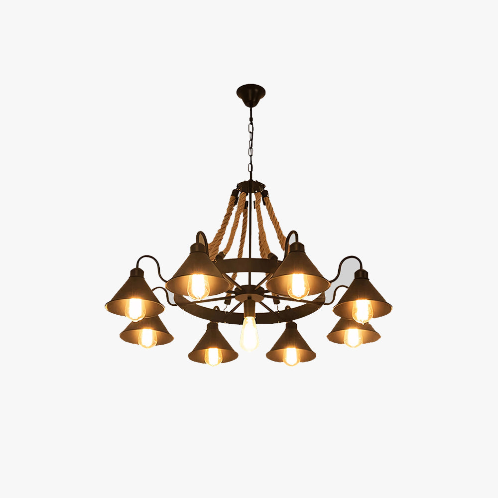 Epoch Vintage Industrial Rope Chandelier for Living Room Lighting