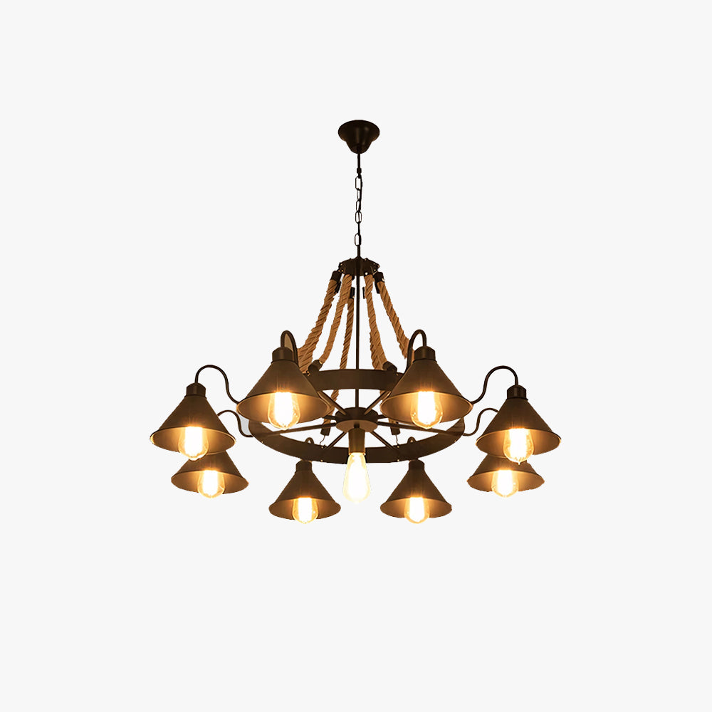 Epoch Vintage Industrial Rope Chandelier for Living Room Lighting