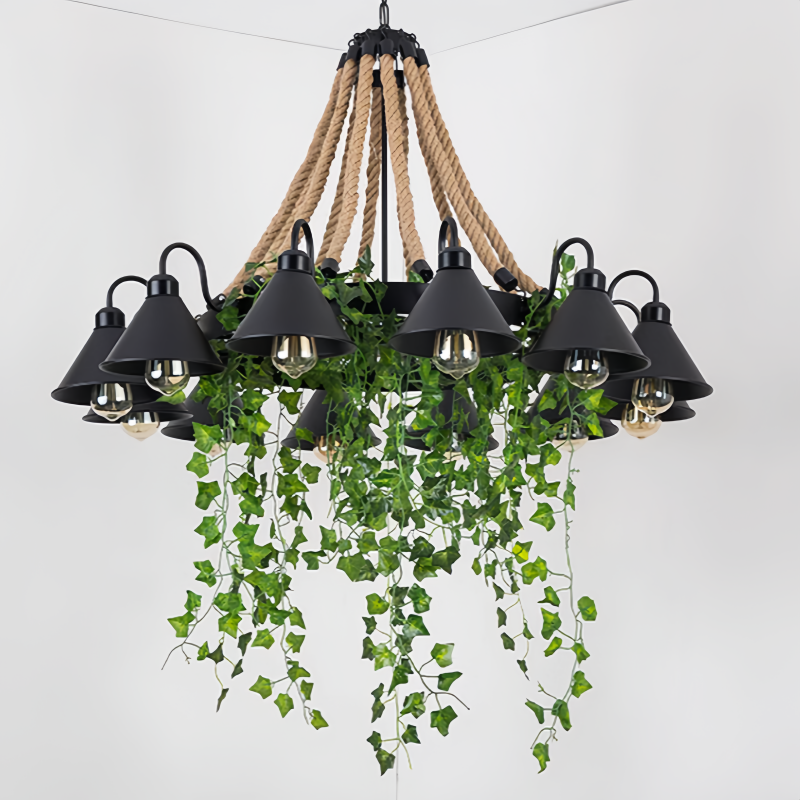 Arisha Retro Black Metal LED Chandelier for Restaurants, Bars & Living Rooms