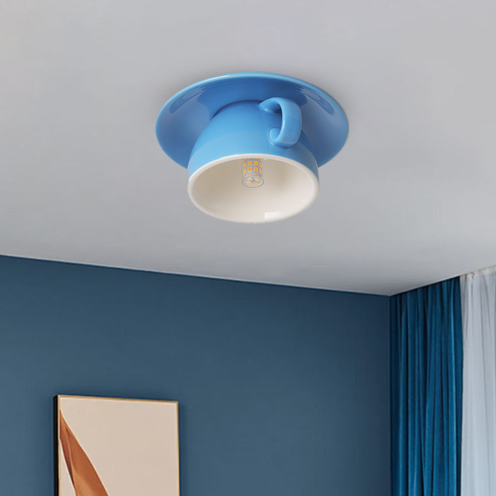 Aria Modern Ceramic Coffee Cups Flush-Mount Ceiling Light