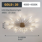 Wesley Fireworks Flush-Mount Ceiling Light in Black/Gold