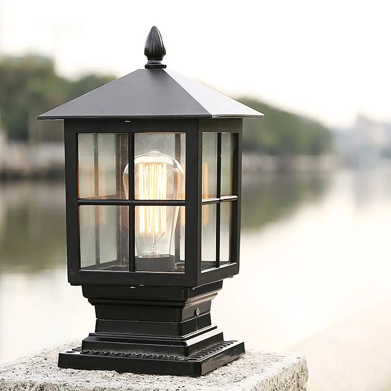 Etilo Modern Metal and Glass LED Outdoor Post Lantern