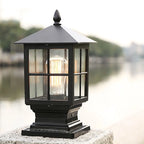 Etilo Modern Metal and Glass LED Outdoor Post Lantern