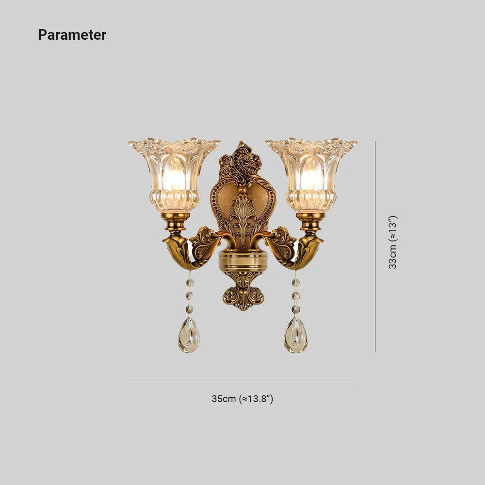 Ramiq Vintage Flor Metal/Glass Wall lamp, Gold