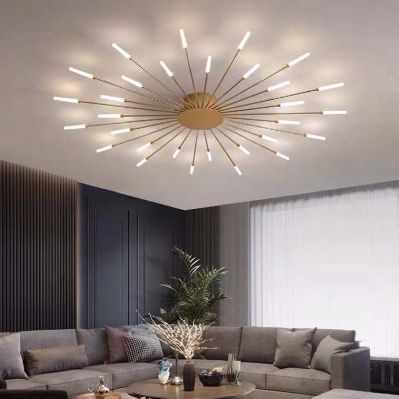 Wesley Fireworks Flush-Mount Ceiling Light in Black/Gold